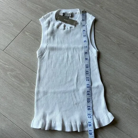 J Crew Ruffle Trim Shell Tank Top In Premium Ultra Fine Cotton XXS White Flaw - Picture 4 of 12